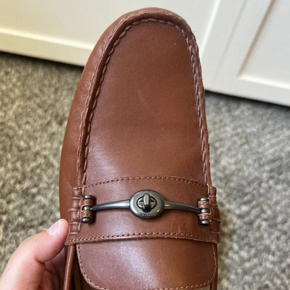 Coach Men’s Brown Dark Saddle Mott Driver Leather Loafers Shoes Size 7.5 - Picture 10 of 16